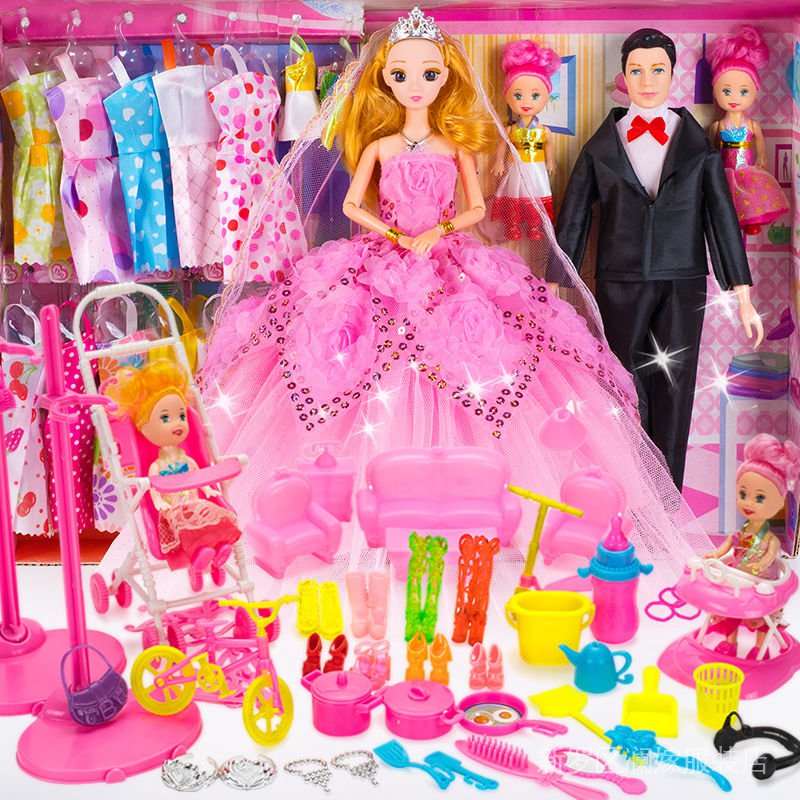 Compre 45cm princesa barbie boneca roupas arrastando vestido de casamento  crianças presente moda brinquedo acessórios decoração para casa