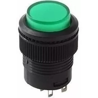 5x Chave Botão Com Trava C/ Neon 4t R16-503ad Verde