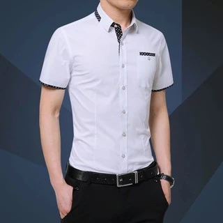 # Preço Baixo Camisa De Manga Curta Masculina Bolso De Algodão Trabalho formal Carreira Escritório Nova Marca De Moda