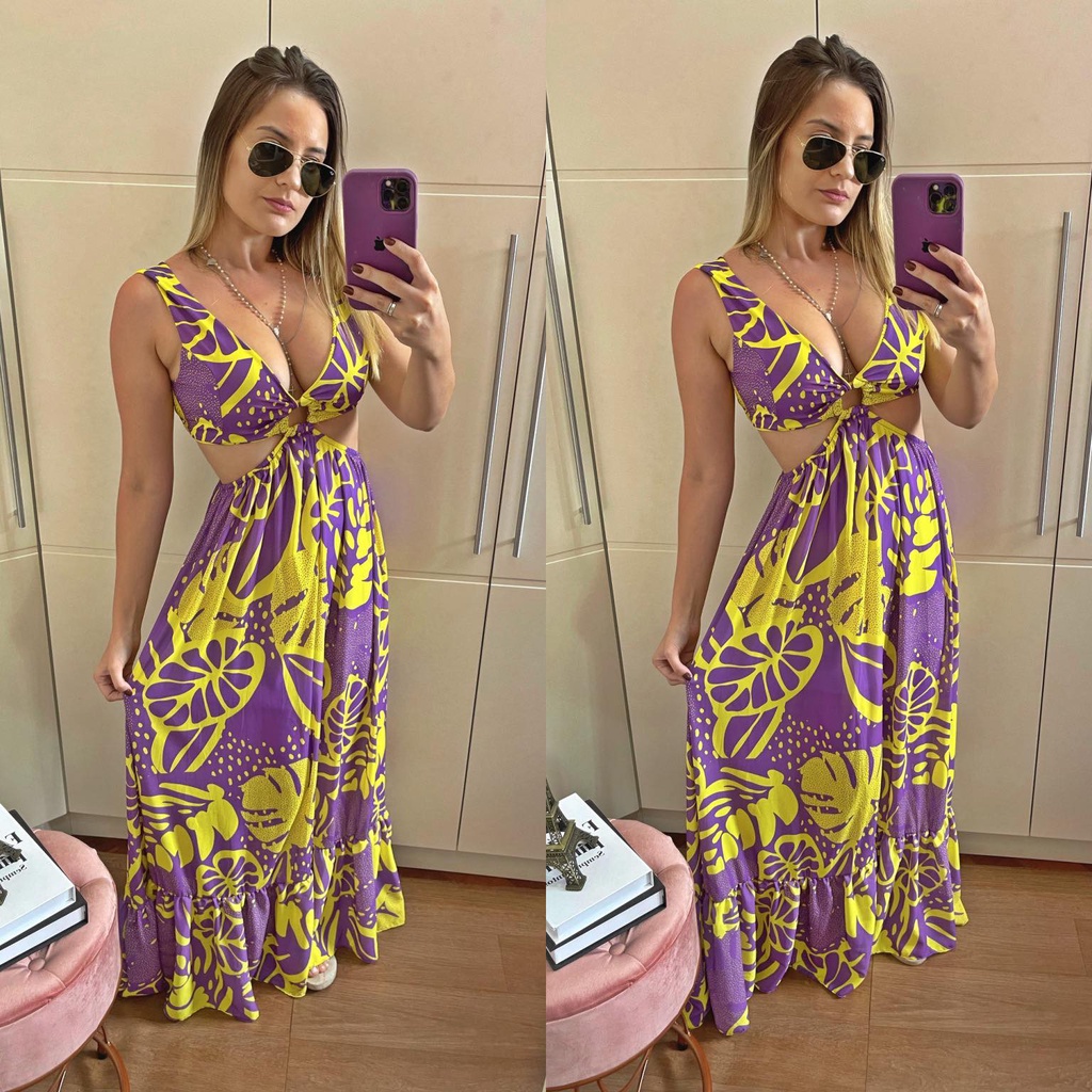 Vestido Longo com Bojo com Abertura