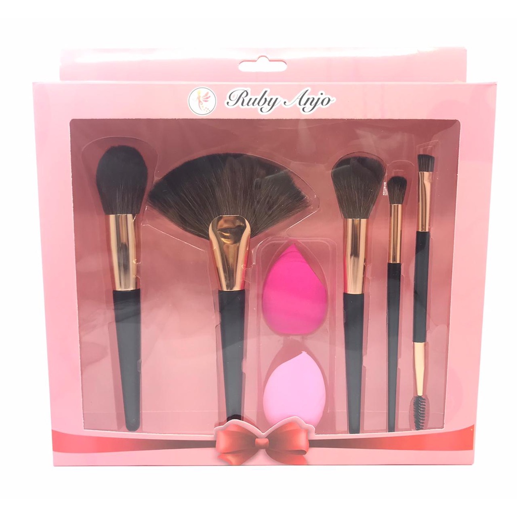 Pincel Maquiagem Fashion Jogo Kit Com 5 Peças Sombras Espuma