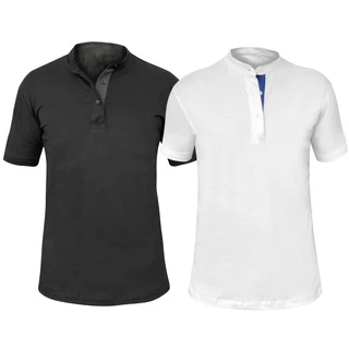 Kit 2 Camisas Gola Padre Masculinas Slim Fit Malha 100% Algodão Promoção Manga Curta