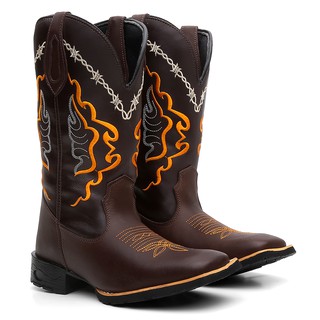 Bota Texana Masculina Country Em Couro Legitimo Arame Farpado