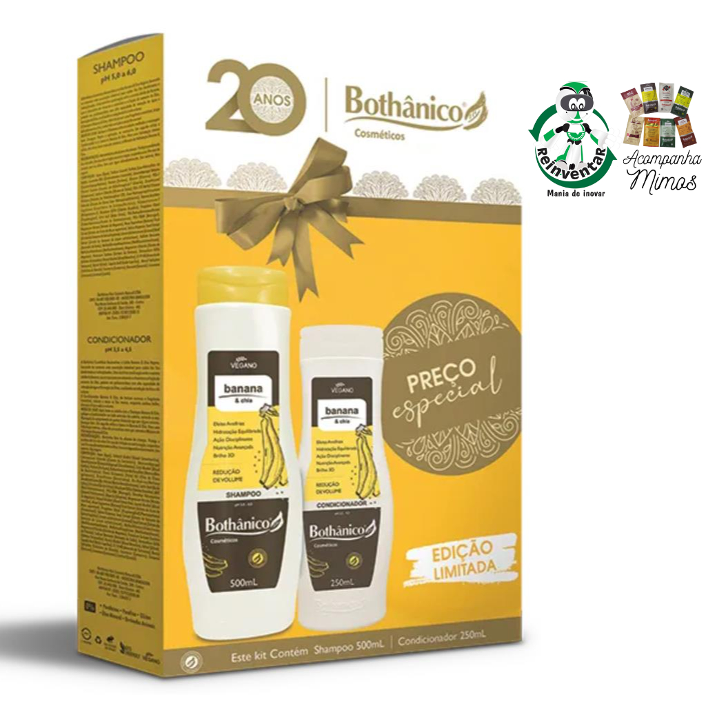 Kit Banana & Chia Bothânico Hair Shampoo 500ml e Condicionador