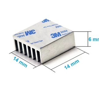 Dissipador De Calor de Alumínio 14x14x6mm com fita térmica 3M 9448A