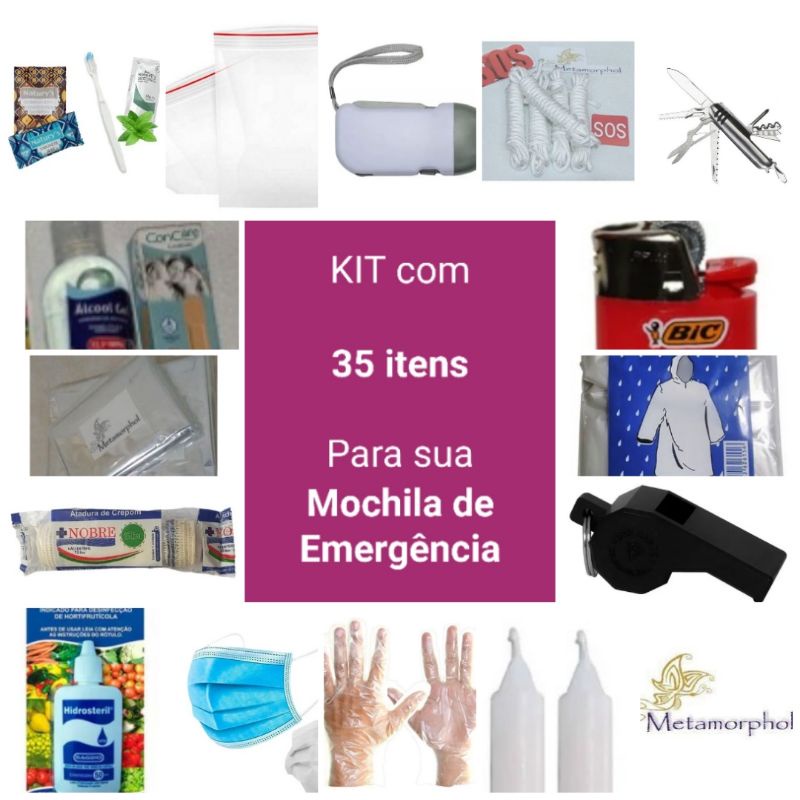 Kit de equipamentos e primeiros Para Mochila de Emergência JW Promoção 35 ITENS