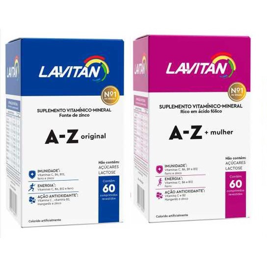 Kit Vitaminas Lavitan A Z Homem A Z Mulher Comprimidos Cada