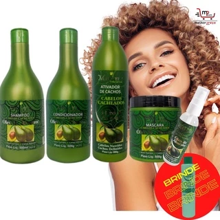 Kit Maycrene Óleo De Abacate (cabelos cacheados) - 5 Produtos - Nutrição Completa - Sh + Cond + Másc + Ativador + Reparador 60ml