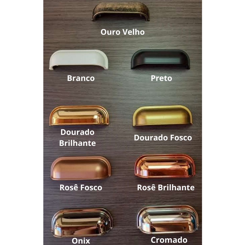 Puxador Colonial Rústico Móveis Gavetas Concha 64 MM - Várias Cores