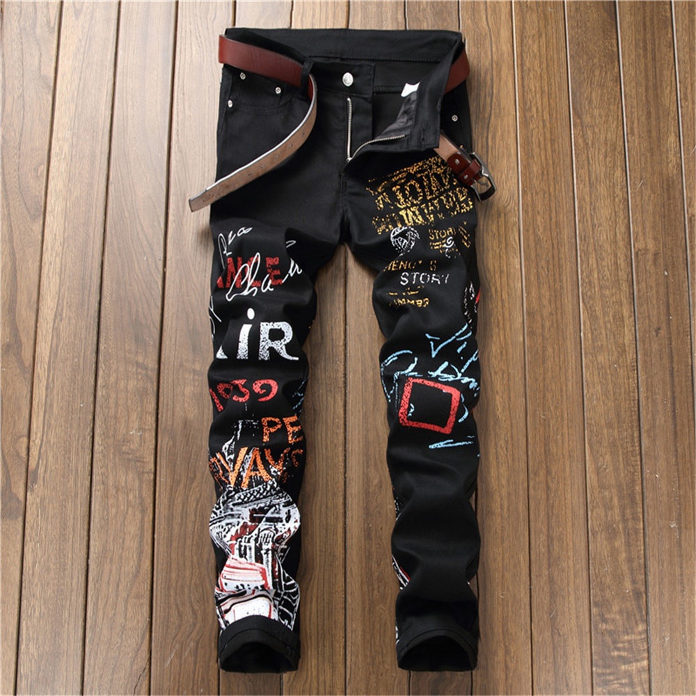 Calça jeans masculina store estampada