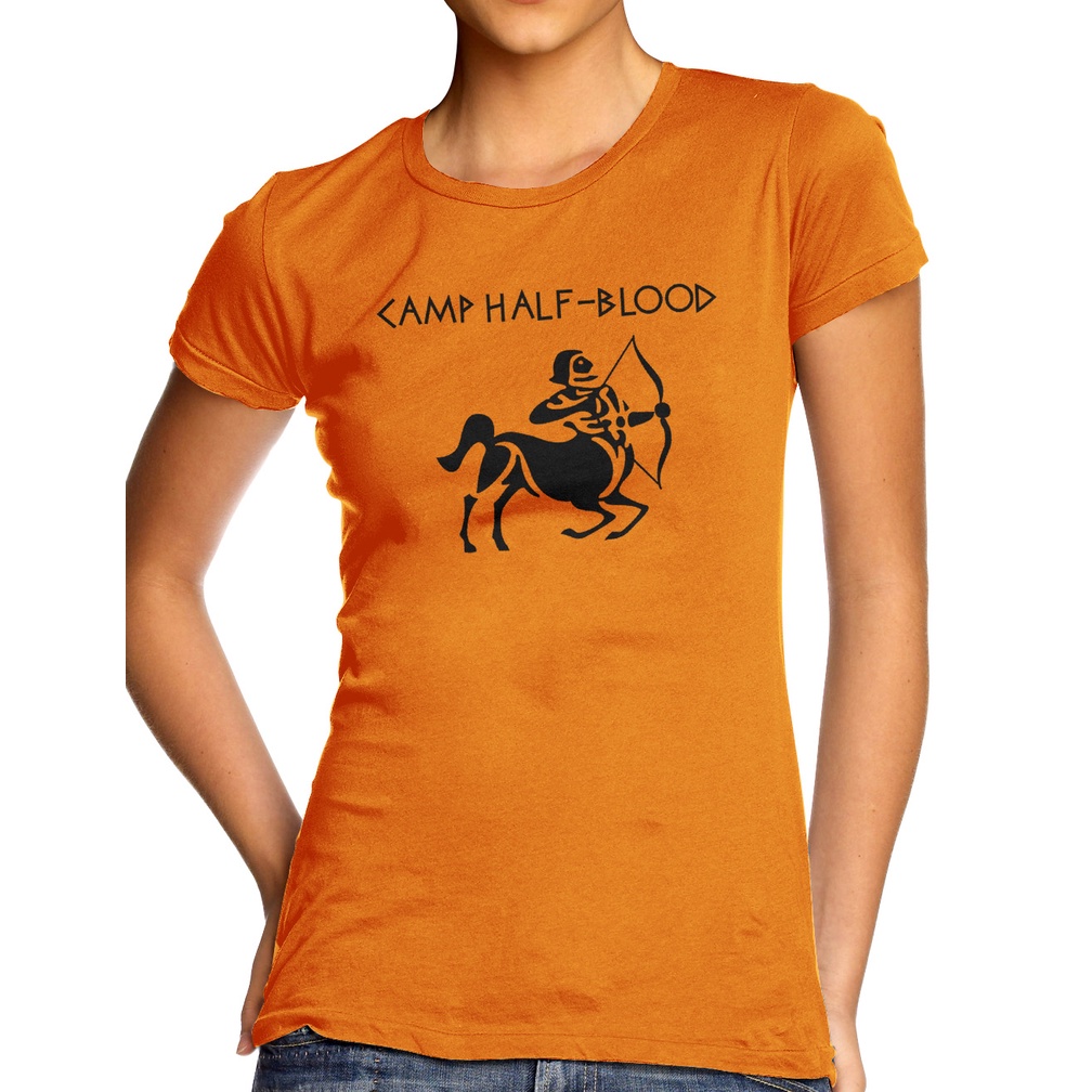 Camiseta Raglan Camp Half Blood / Acampamento Meio-Sangue / Percy Jackson -  Cor Laranja Manga Preta em Promoção na Americanas