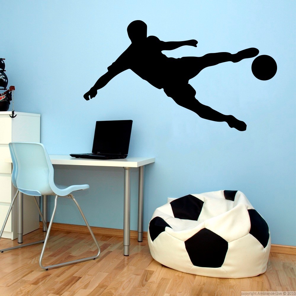 Adesivo de parede jogador de futebol de futebol quarto de menino