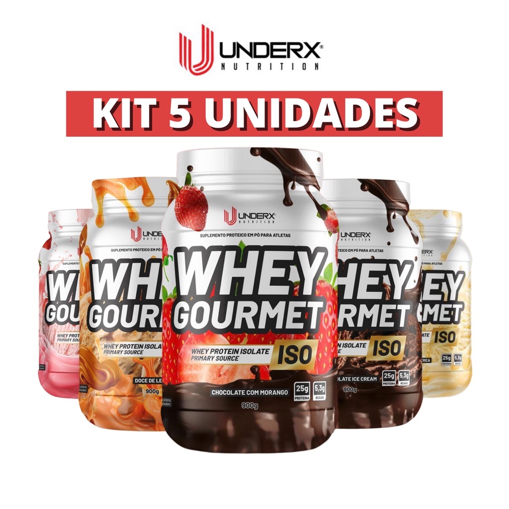 KIT 5 Whey Protein Gourmet Isolado UnderX 4.5KG