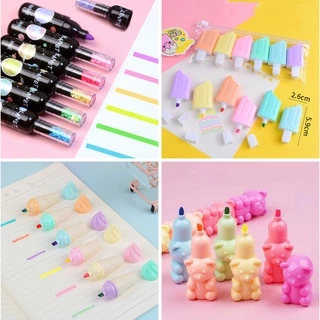 Kit 5/6/7 Caneta Marca Texto Vários Modelos Fofinhos Divertidos