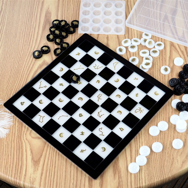Molde de silicone de xadrez de joias, conjunto de moldes de resina de  silicone de tabuleiro de xadrez com peças de xadrez moldes de damas para  jogo de festa em família, artesanato