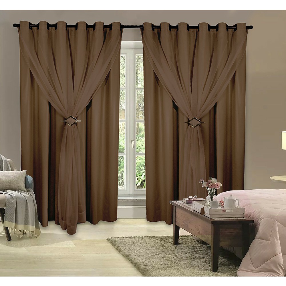 Cortina Blackout Blecaute Lisa Voil Grande 2,80x2,60 Com Presilha ...