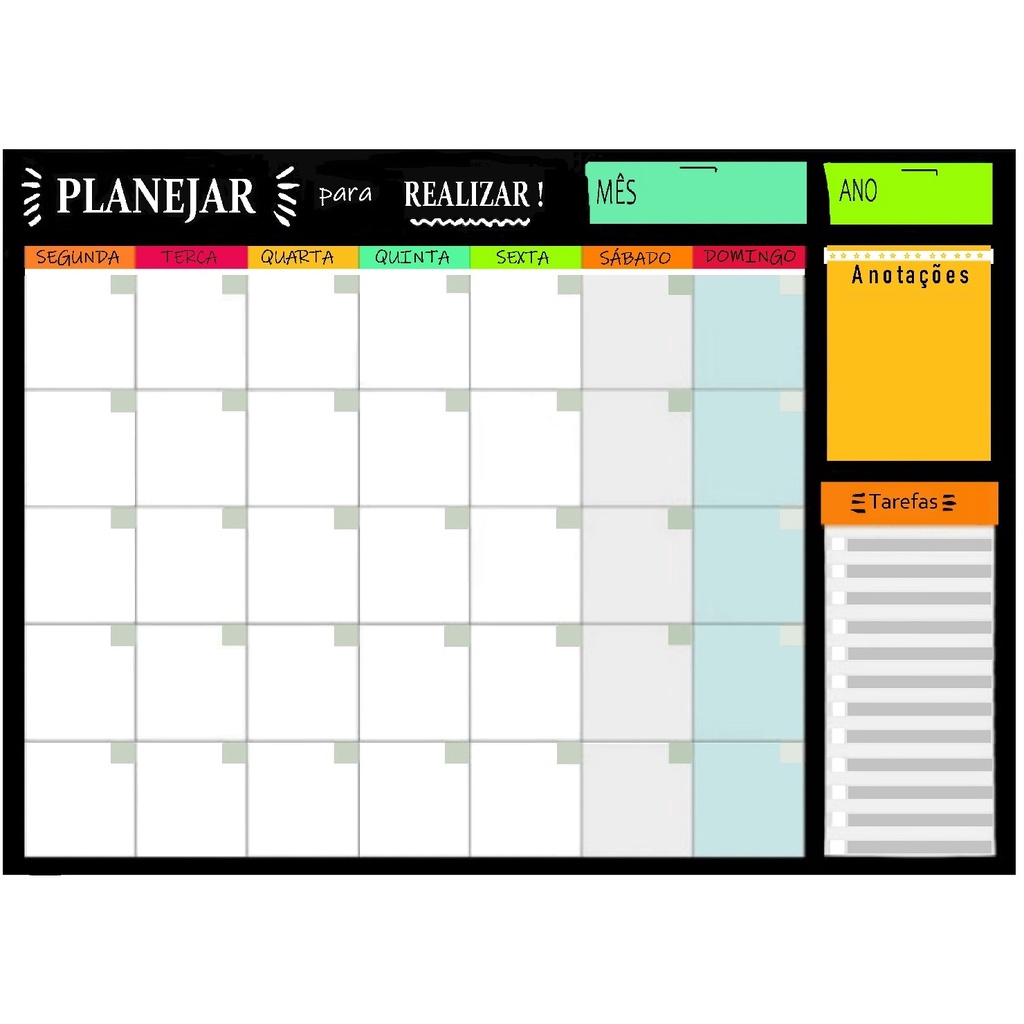 Ímã De Geladeira Planner Calendário E Caneta Risca Apaga