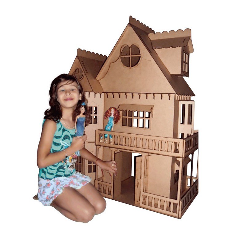 Casa Da Barbie Mdf Cru Casa De Boneca 1.30cm Brinquedo Grand