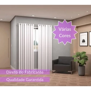 Cortina Para Sala e Quarto Lisa Com Ilhós 3,00 x 2,30 - ML