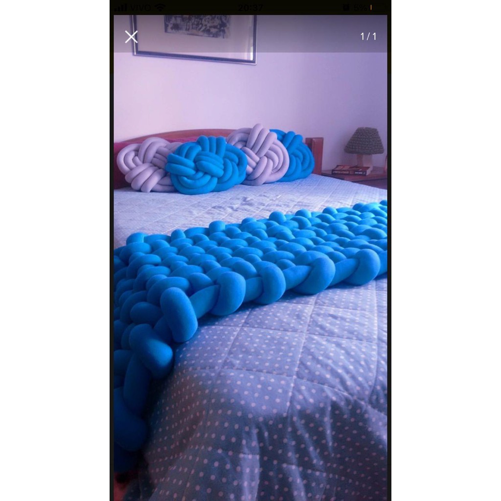 Peseira ou manta P/ Cama solteiro Nó Escandinavo 1,30 metros