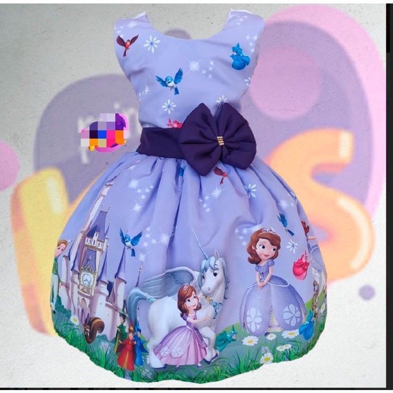 Vestido Infantil Princesa Sofia Lilás Aplique Pérolas Luxo Para Festa De  Aniversário