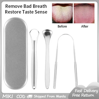 Conjunto de raspador de língua de aço inoxidável de 3 peças, adulto, além de mau hálito, raspador de língua em forma de u, ferramenta profissional de cuidados de higiene oral