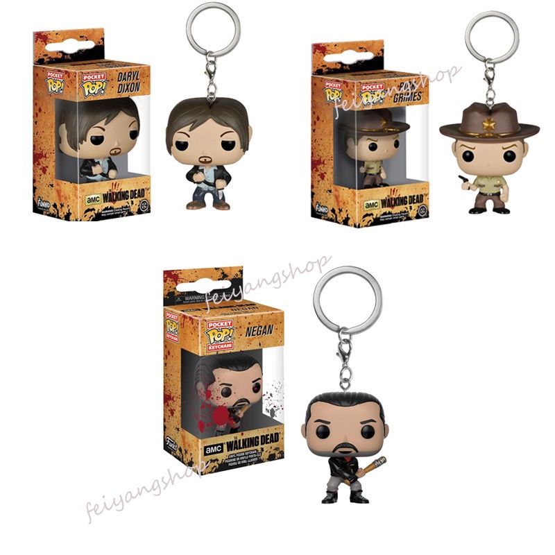 Funko Pop! (The Walking Dead) Daryl Dixon Rick Grimes Negan Chaveiro De Vinil Action Figure Boneco Chaveiro