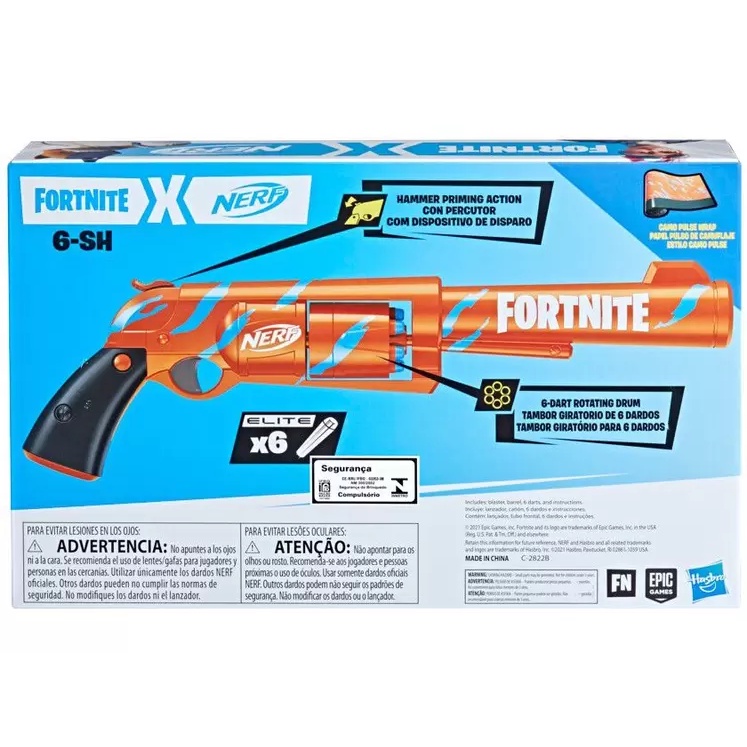 Lançador de Dardos Nerf Fortnite 6-SH Hasbro 7 Peças com