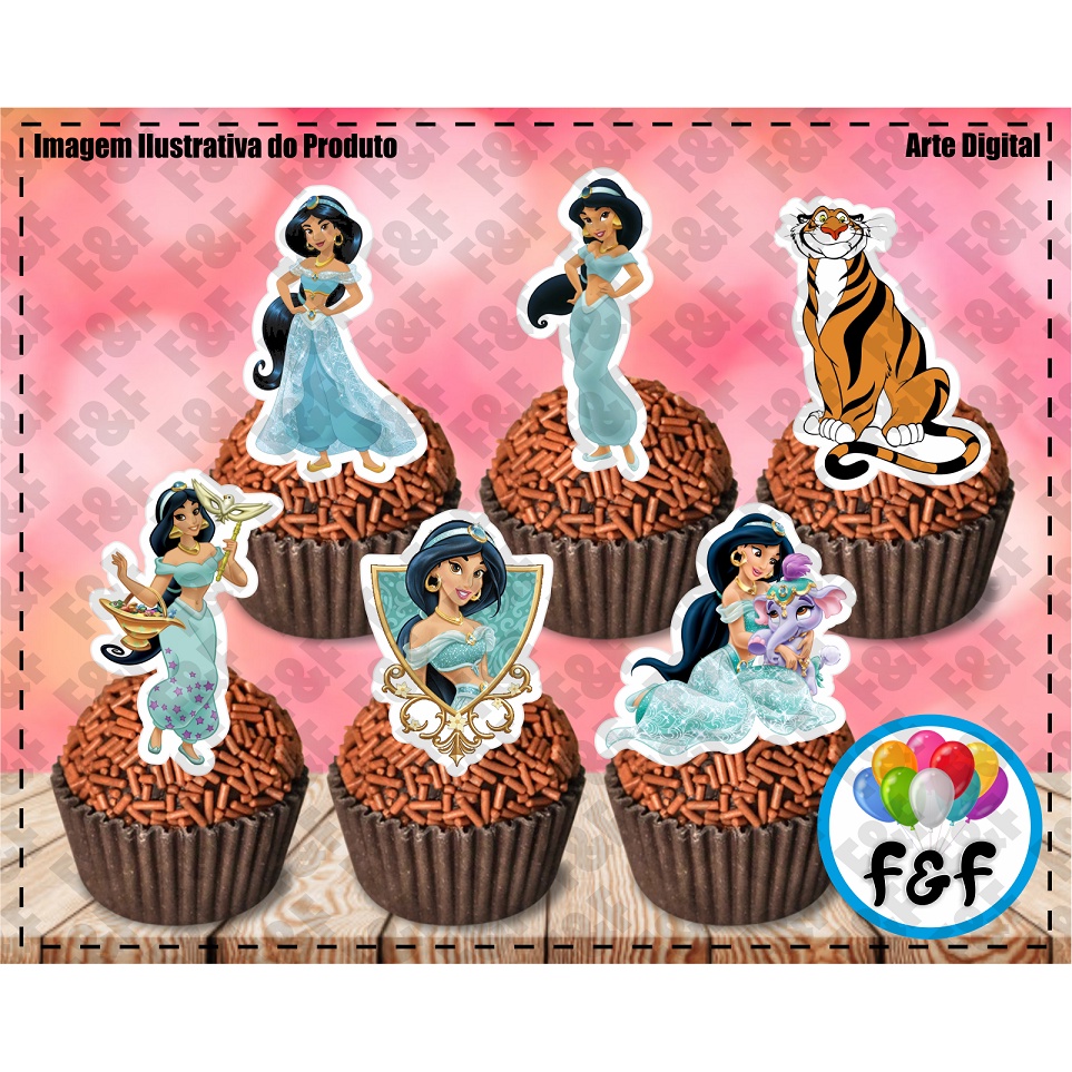 Toppers Tags Docinhos Doces Aladdin Jasmine Aladin Mod.02 | Shopee Brasil