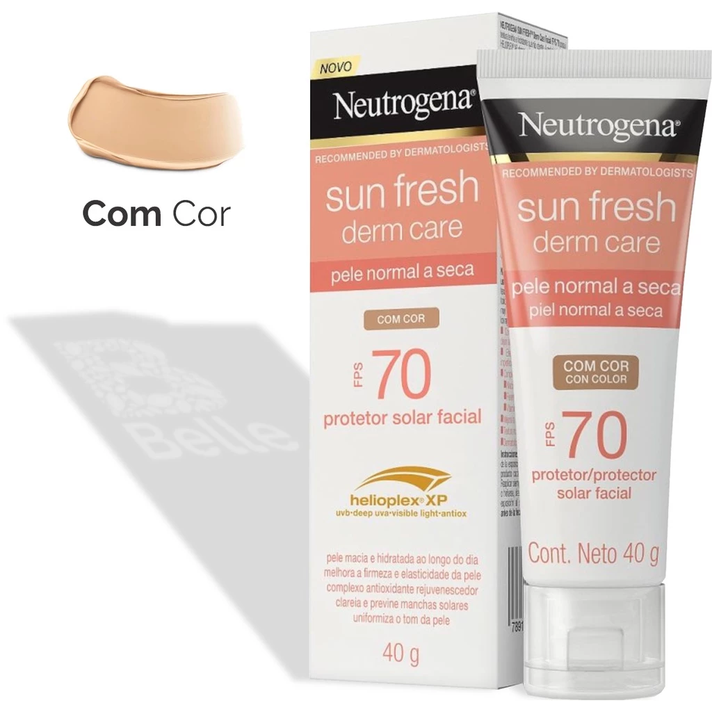 Protetor Solar Facial Neutrogena Sun Dry Skin Pele Seca - Com Cor - FPS70 - 40g