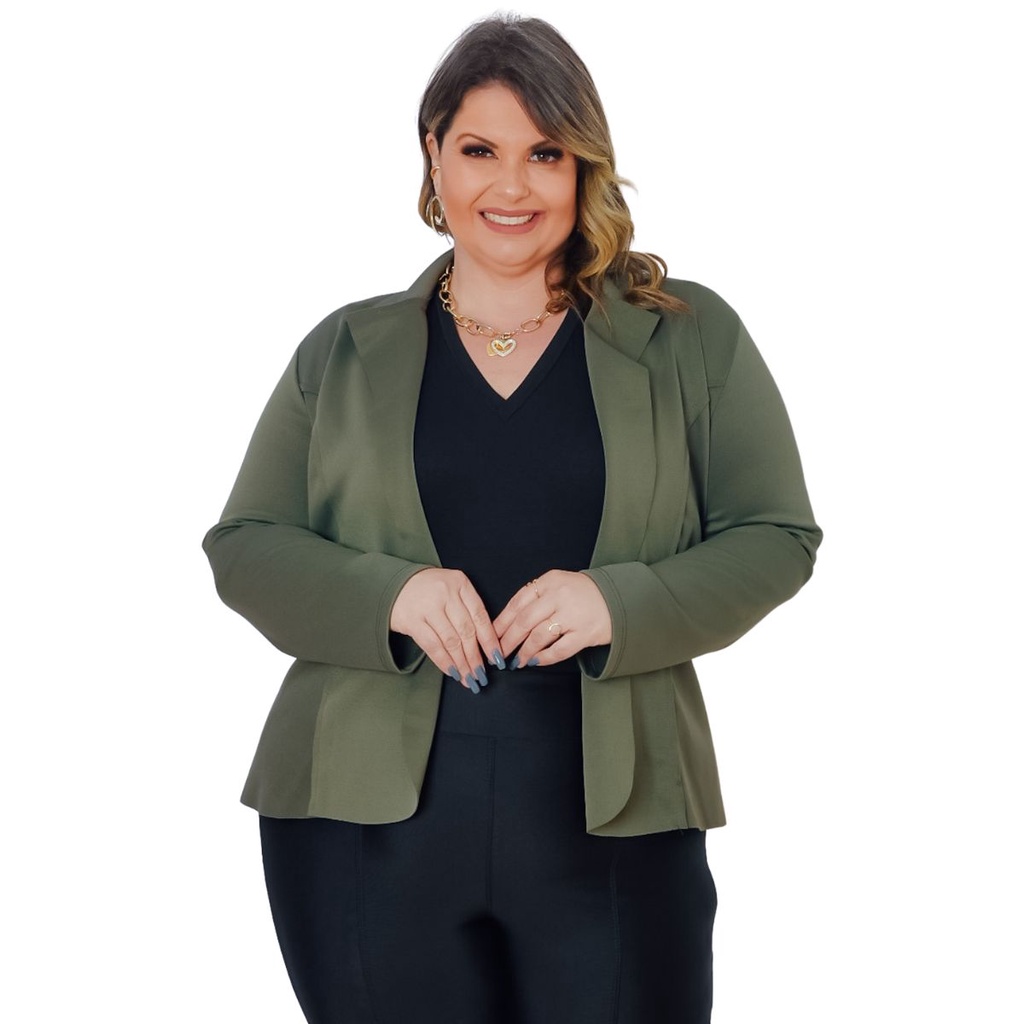 Blazer de neoprene 2024 feminino plus size