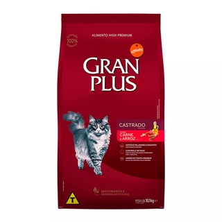 Racao Gran Plus Gatos Castrados Carne E Arroz 10,1kg