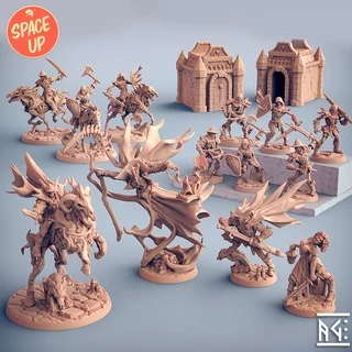 Miniaturas RPG Esqueletos e Mortos Vivos Guerreiros Magos e Caçadores Coleção Old-Burg Fallen Ones - Artisan Guild