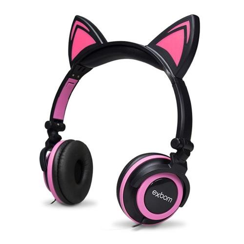 Fone Orelha De Gato Headphone Gatinho Com Fio Preto Rosa Shopee Brasil