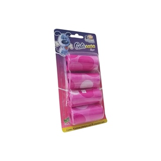 Refil 4 Rolos Cata Caca Saco Plastico Savana Cachorro Gatos - Rosa
