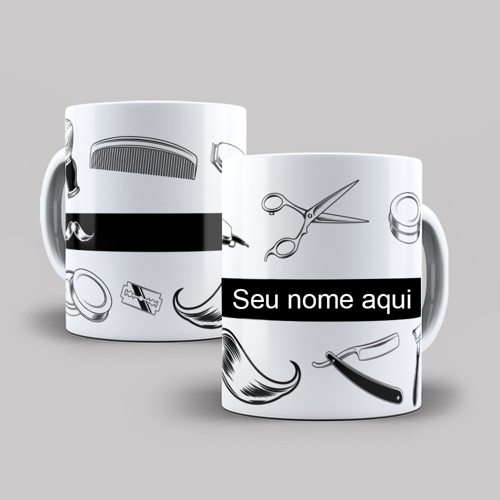 Caneca Profissão Barbeiro Com Nome Caneca Barbearia Personal