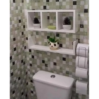 Nicho Prateleira 2 Peças, já vai montado, para Decoração organização Banheiro quarto cozinha área gourmet lavanderia Mdf Branco ou preto.