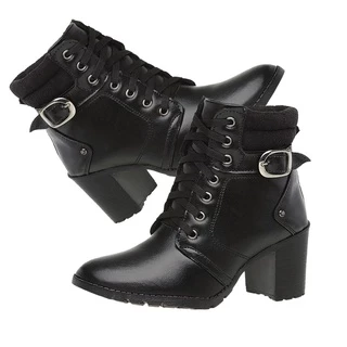 Bota Coturno Feminina *preta*, Com Acabamento Perfeito E Otima Mais Vendida Qualidade Inverno Quentinha E Confortavel Salto Médio Bloguerinha