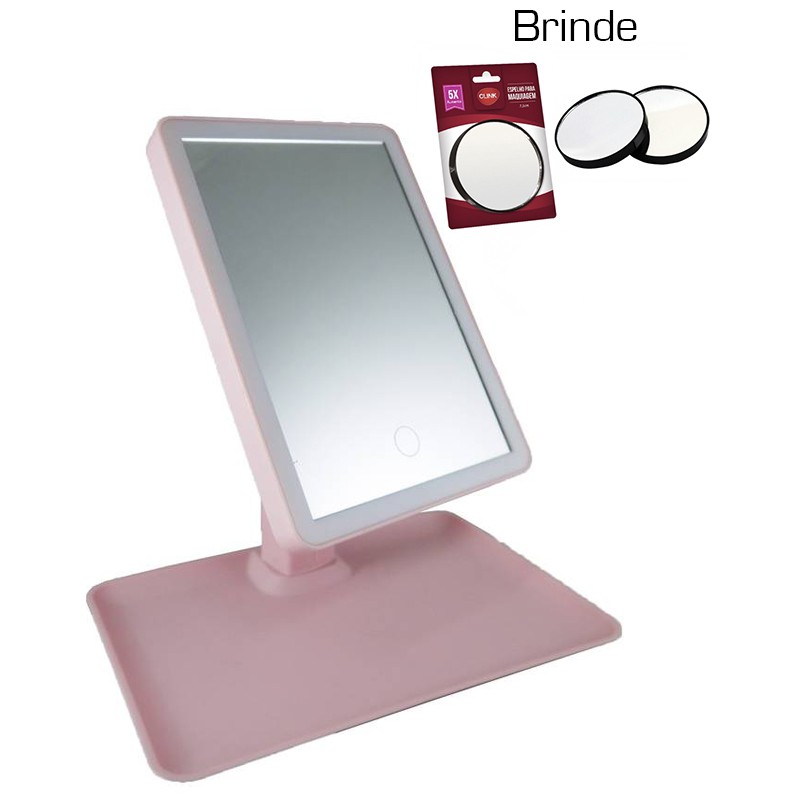 Brinde Espelho de Mesa com luz Led para Maquiagem