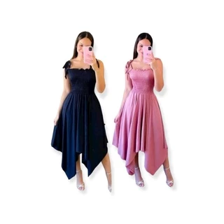 Vestido Longo Com Alça De Amarra Midi Luxo Rodado Moda Evangélica Moda Verão Blogueira Festa Formatura Casamento Madrinha Tamanho Único