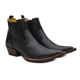 Botina Country Masculina Bico Fino Couro Anaconda