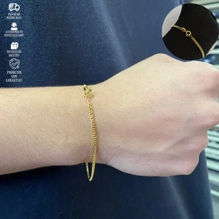 Pulseira Ouro 24k Masculina Grumet Dupla Fina Banhada A Ouro em Oferta na Shopee
