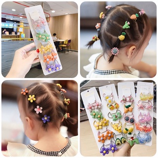 10Pcs/Set Fofo Flor Coroa De Frutas Porta Rabo De Pônei Para Crianças Unicórnio Desenho De Urso Meninas Cabelo Acrílico Acessórios De Kawaii Cartoon Gravatas
