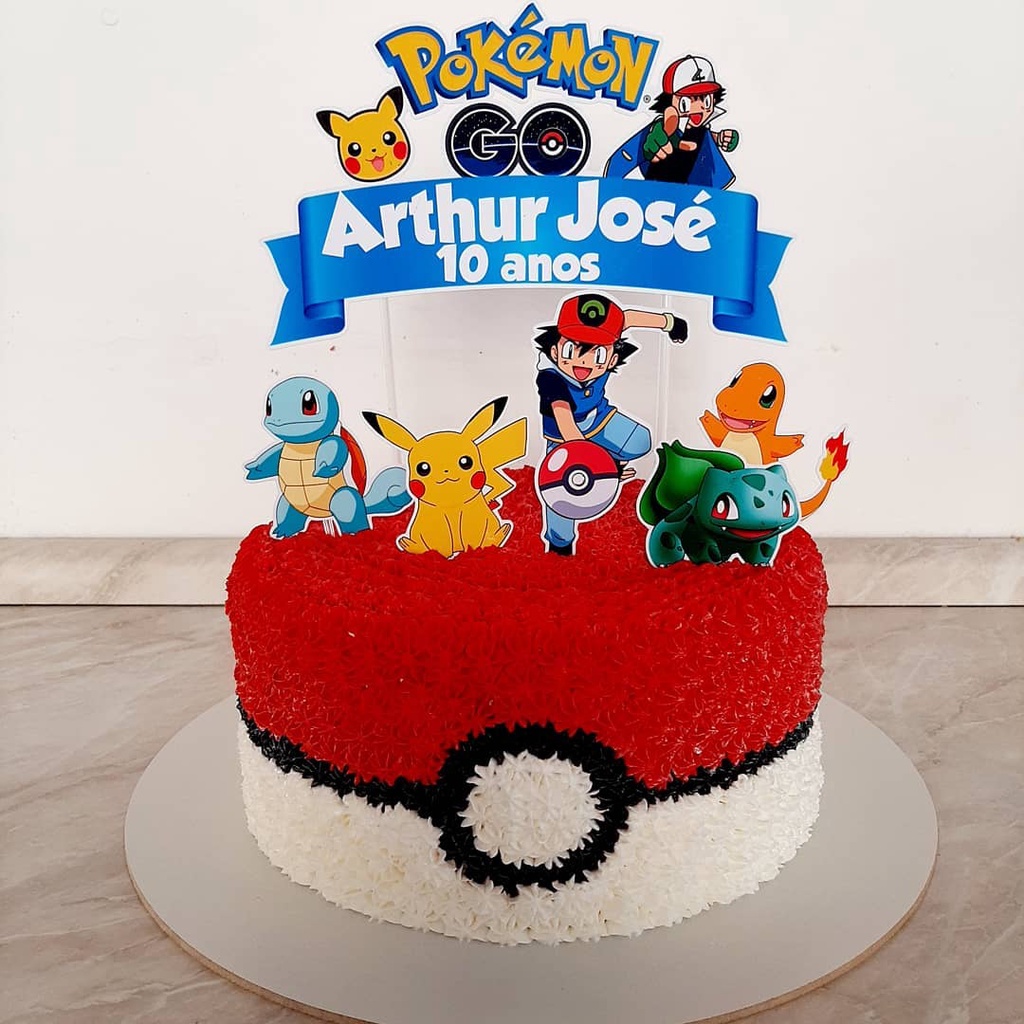 Bolo chantilly tema Pokémon 