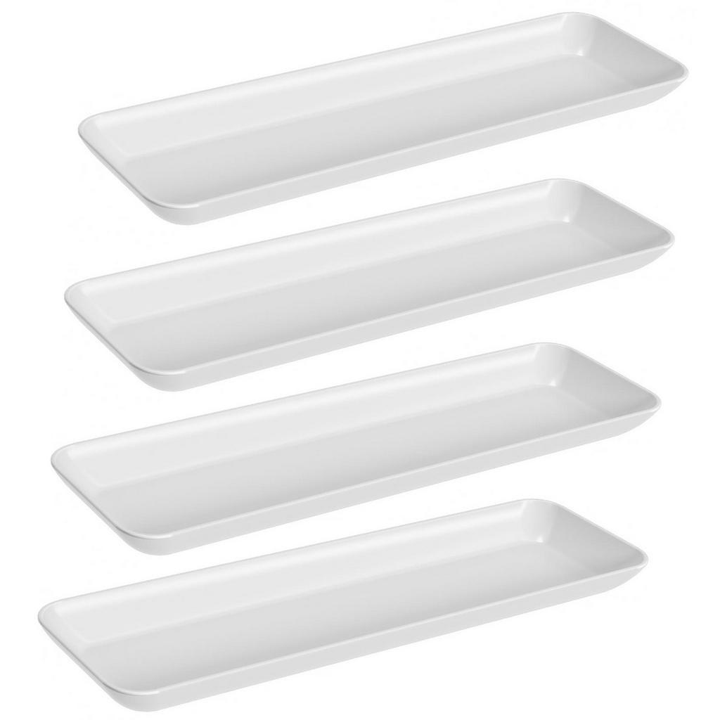 Kit 4 Petisqueiras Retangulares Prato De Petisco Coza Grande Branco