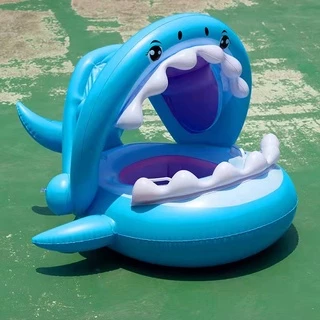 Boia Bote de Tubarão para Bebe Baby Boat Inflável Moda Verão
