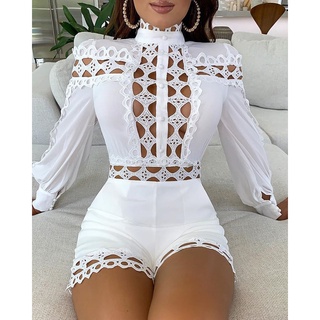 Sexy Oco Out Playsuits Para As Mulheres Verão De Manga Comprida Skinny  Boate Geral Moda Mulher Roupas