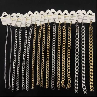 Ouro e prata masculino de 3 mm a 12 mm. Pulseira moderna de corrente de aço inoxidável, pulseira de joias