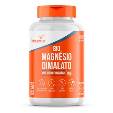 Bio Magnésio Dimalato Vegano, Alto Teor, 60 Caps, Biogens