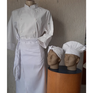 Conjunto Feminino Dólmã Avental e Faixa de Cabelo Chef de Cozinha / Kit  Dolma Chef Cozinha Feminino / Kit Dolman Feminina / Roupa Chef Cozinha /  Roupa